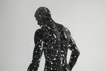Abstract, minimalist human form with a constellation pattern inside