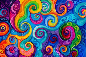 Psychedelic swirls and twirls in bright colors