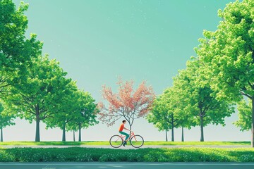 illustration of people bicycling in the public park