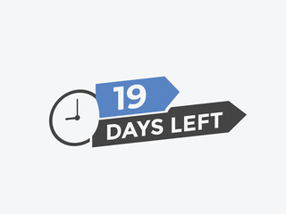 19 days to go countdown template. 19 day Countdown left days banner design. 19 Days left countdown timer
