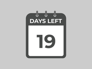 19 days to go countdown template. 19 day Countdown left days banner design. 19 Days left countdown timer
