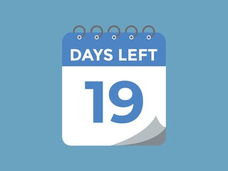 19 days to go countdown template. 19 day Countdown left days banner design. 19 Days left countdown timer
