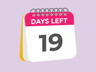 19 days to go countdown template. 19 day Countdown left days banner design. 19 Days left countdown timer
