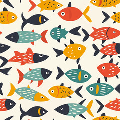 Seamless childish pattern with funny fishes. Creative scandinavian kids texture for fabric, wrapping, textile, wallpaper, apparel.