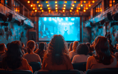 People in the cinema watching movie.