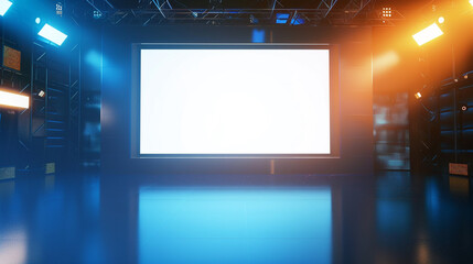 An empty chroma TV screen studio virtual background, perfect for virtual events and presentations, with chroma key compatibility and realistic HD resolution - obrazy, fototapety, plakaty