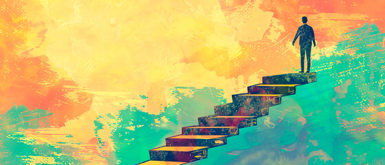 Illustration that symbolizes lifelong learning, ascending ladder, continuous personal growth