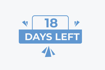 18 days to go countdown template. 18 day Countdown left days banner design. 18 Days left countdown timer
