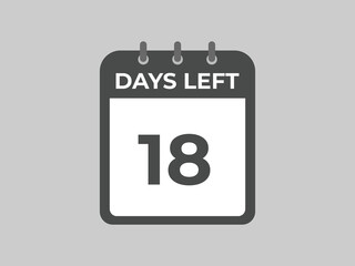 18 days to go countdown template. 18 day Countdown left days banner design. 18 Days left countdown timer
