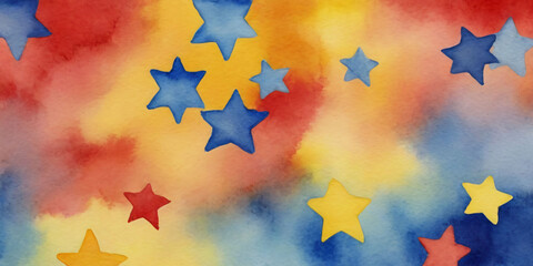 watercolor abstract background. Red, blue , Yellow	
