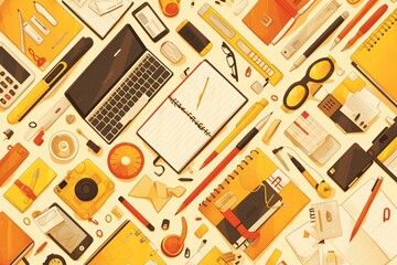 Seamless variations of yellow background stationery