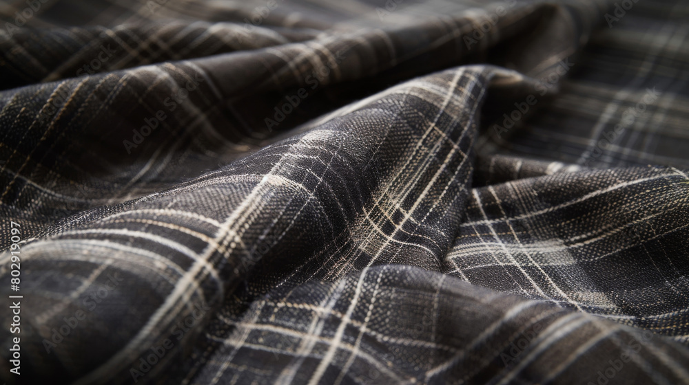 Poster close-up of black and white plaid fabric showcasing its texture and pattern