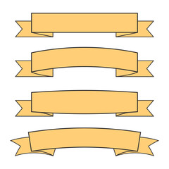 set of simple yellow ribbon banner designs
