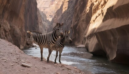 Fototapeta na wymiar A Zebra In A Canyon 2