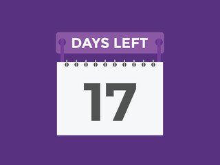 17 days to go countdown template. 17 day Countdown left days banner design. 17 Days left countdown timer
