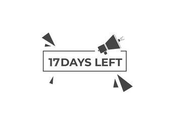 17 days to go countdown template. 17 day Countdown left days banner design. 17 Days left countdown timer
