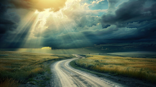 Scenic Winding Road Perspective., the Ascension of Christ, the ascension of Jesus into heaven, a festival celebrated by Christians.