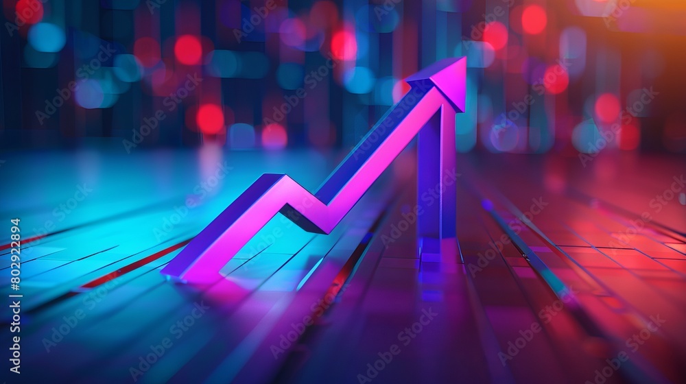 Poster 3d chart and trend graph arrow symbolizing data analysis in financial and stock market contexts. vec