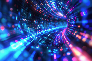 a blue and pink light streaks through a dark background, surreal cyberspace, futuristic background, entering a quantum wormhole, neon virtual networks, hyperspace, in the field of inner hyperspace,  - obrazy, fototapety, plakaty