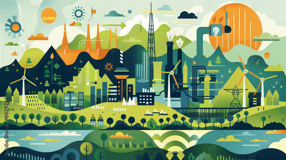 Poster an infographic explaining carbon-neutral solutions for achieving net-zero emissions.