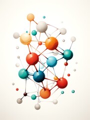 3D rendering of colorful molecular structure on white background.