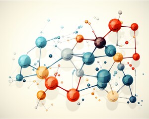 Obraz premium 3D rendering of colorful molecular structure, connected spheres.