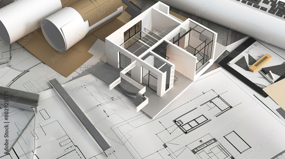 Poster 3d modeling and cad design: visuals showcasing computer-aided design (cad) and 3d modeling in archit