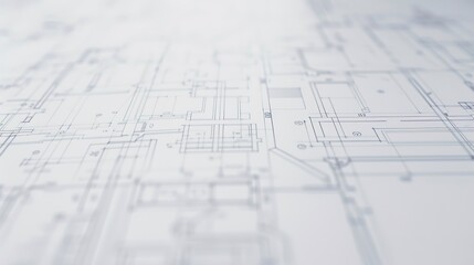 Close-up on structural details in a blueprint, cool white light, macro lens for high precision 