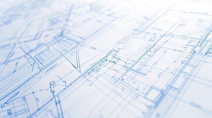 Close-up on structural details in a blueprint, cool white light, macro lens for high precision 