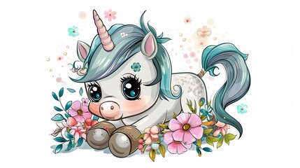unicorn cartoon on a white background
