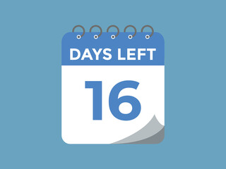 16 days to go countdown template. 16 day Countdown left days banner design. 16 Days left countdown timer
