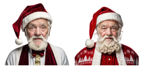 Old man christmas santa claus on transparent background