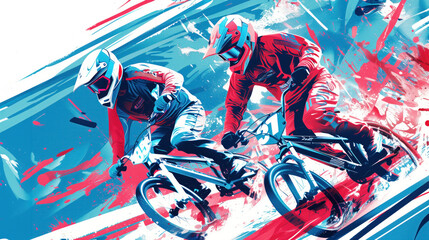 Naklejka premium Thrilling BMX Race. summer Olympic sport