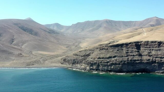survol de playa quemada &agrave; Lanzarote, canaries, Espagne