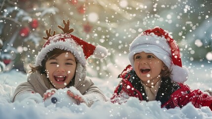 Children's Laughter Amidst a Winter Wonderland