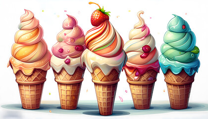 colorful ice cream cones
