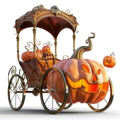 There is a carriage with pumpkins on it and a lantern generative ai
