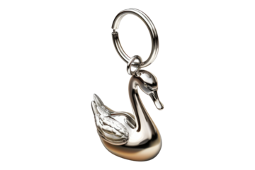 Swan 3d keychain isolated on transparent background