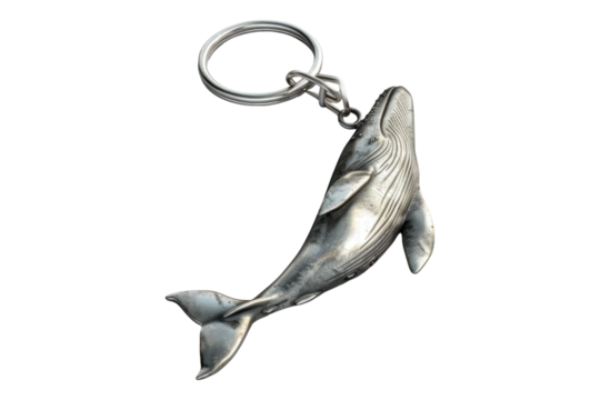 Whale 3d keychain isolated on transparent background