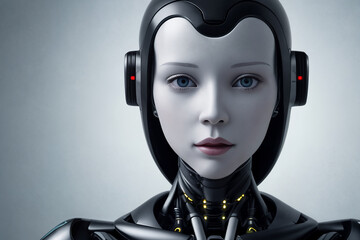 robot girl, high technology. close-up.