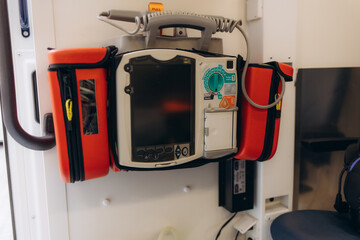 Equipment for ambulances. View from inside.