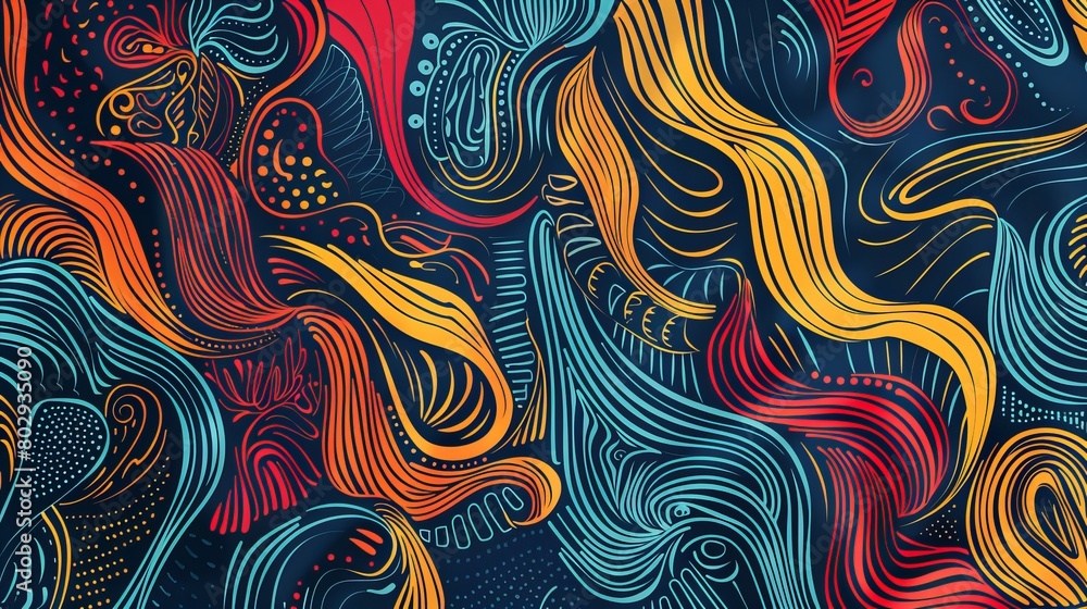 Poster outline abstract ornamental ethnic stripe background, drawn by hand and rendered in vector format.