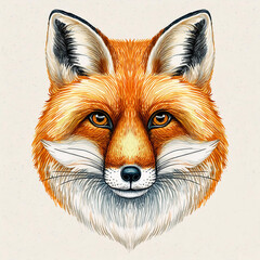 Fototapeta premium Watercolor painting of fox. Animal portrait. Hand drawn art. Detailed illustration.