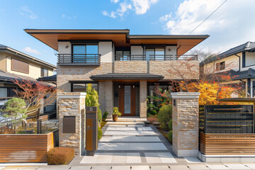 おしゃれな戸建ての家の外観（正面）