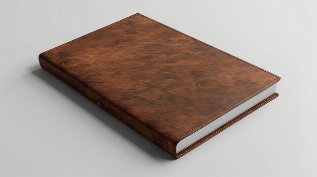 Rendering of a menu with a brown leather cover.