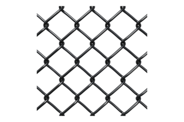 Arrangement of chain link fence isolated on transparent background