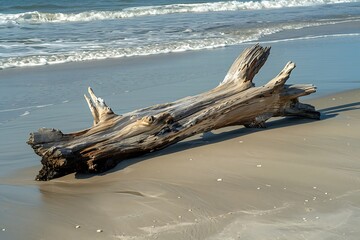 Sun-bleached driftwood on a hot summer beach - Powered by Adobe