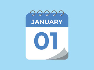 january 1 calendar reminder. 1st january daily calendar icon template. Calendar 1st january icon Design template. Vector illustration
