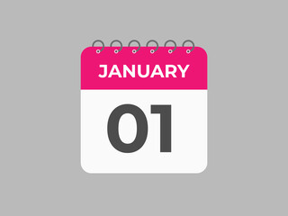 january 1 calendar reminder. 1st january daily calendar icon template. Calendar 1st january icon Design template. Vector illustration
