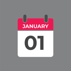 january 1 calendar reminder. 1st january daily calendar icon template. Calendar 1st january icon Design template. Vector illustration
